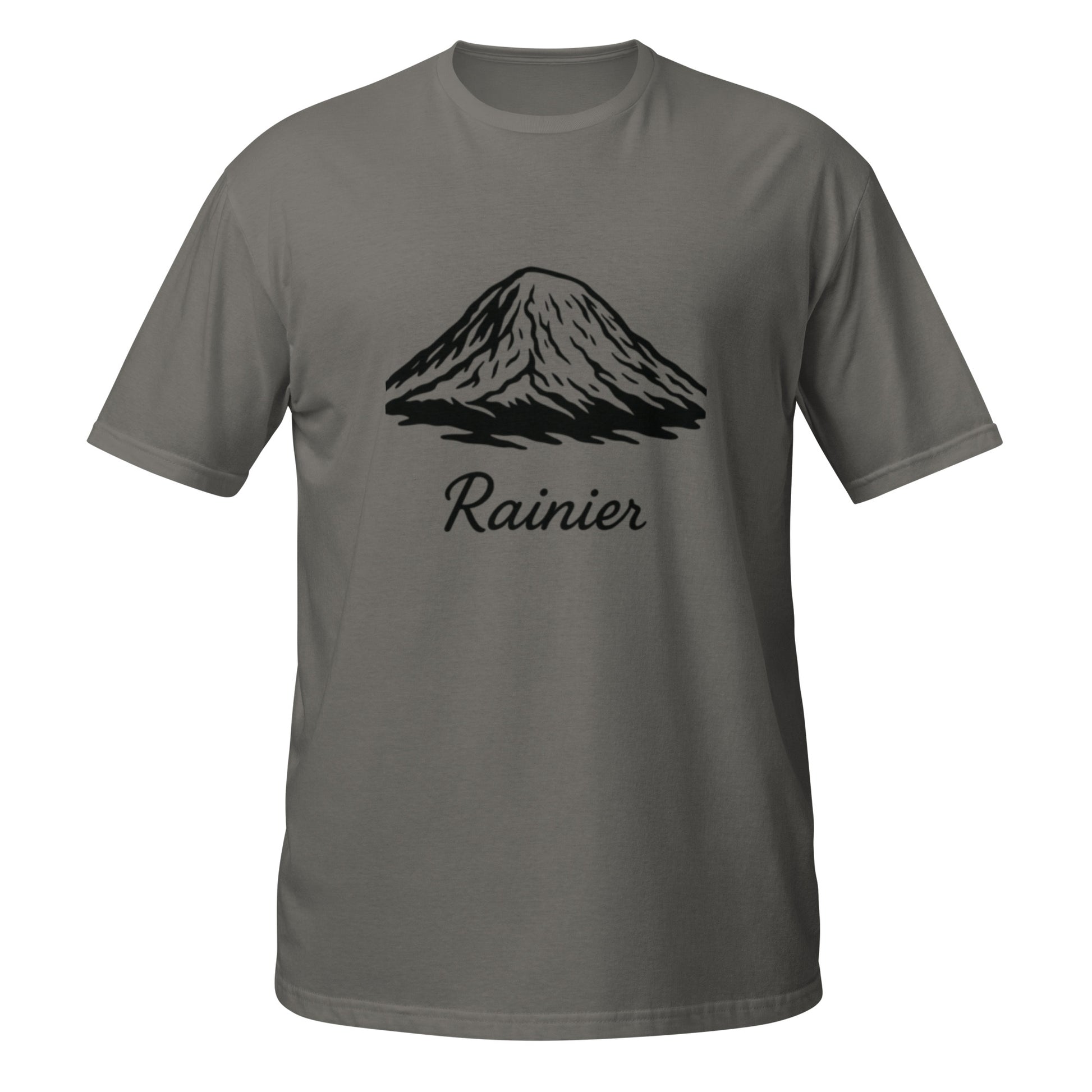 Seattle Rainier Outline™ design in black on Charcoal unisex t-shirt
