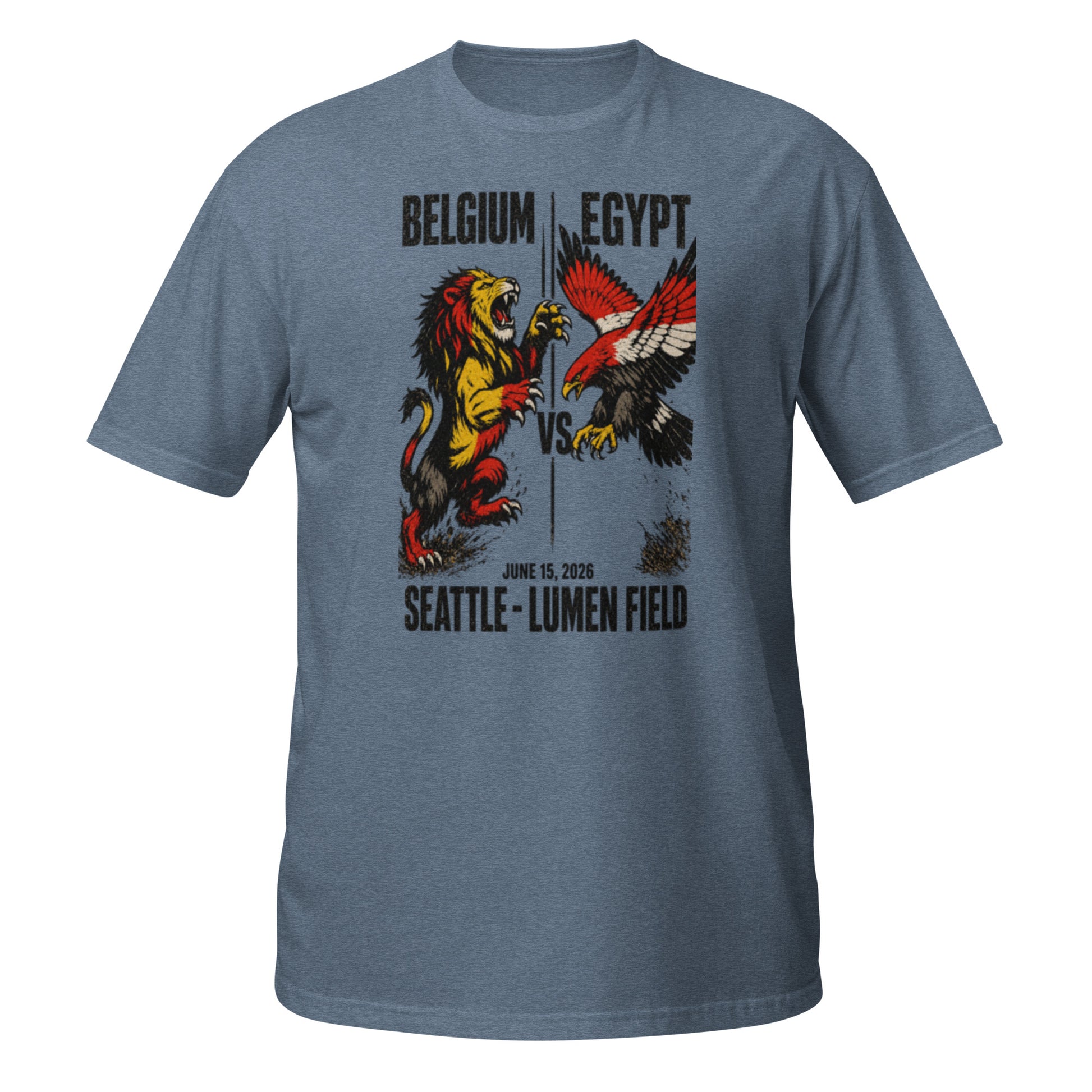 Belgium vs Egypt Seattle 2026 World Cup T-Shirt — Heather Indigo