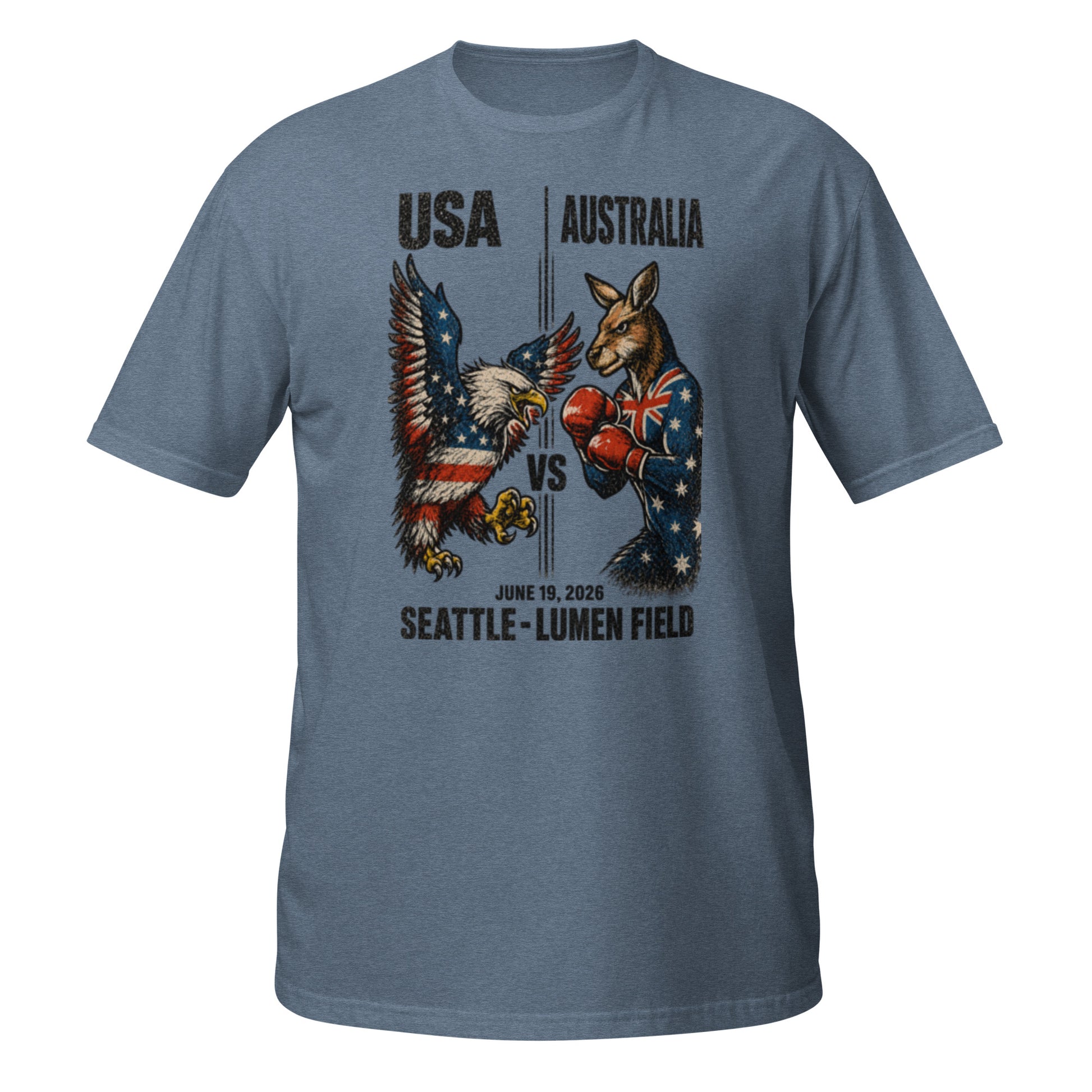 USA vs Australia Seattle 2026 World Cup T-Shirt — Heather Indigo