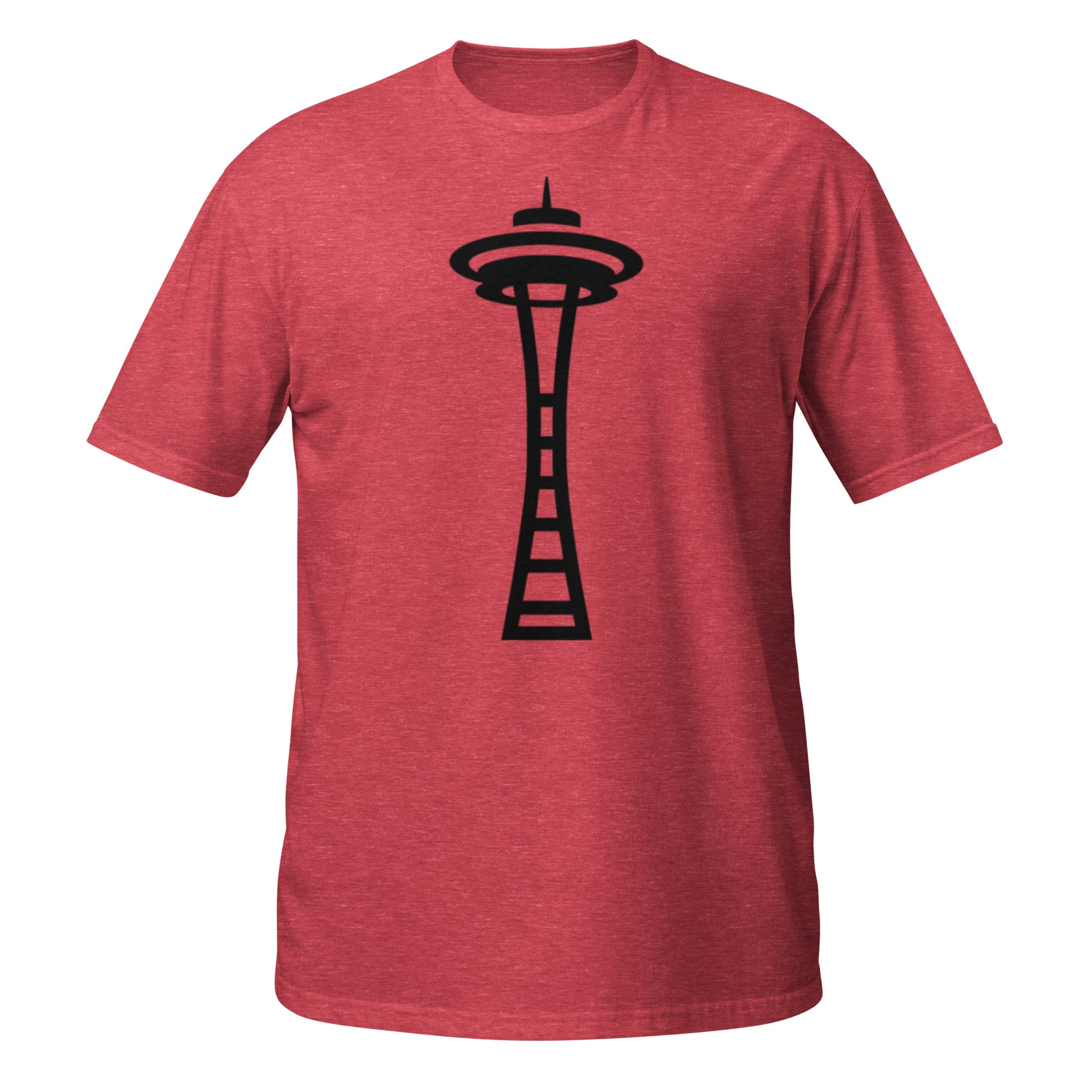 Seattle Space Needle silhouette design on Heather Red unisex shirt