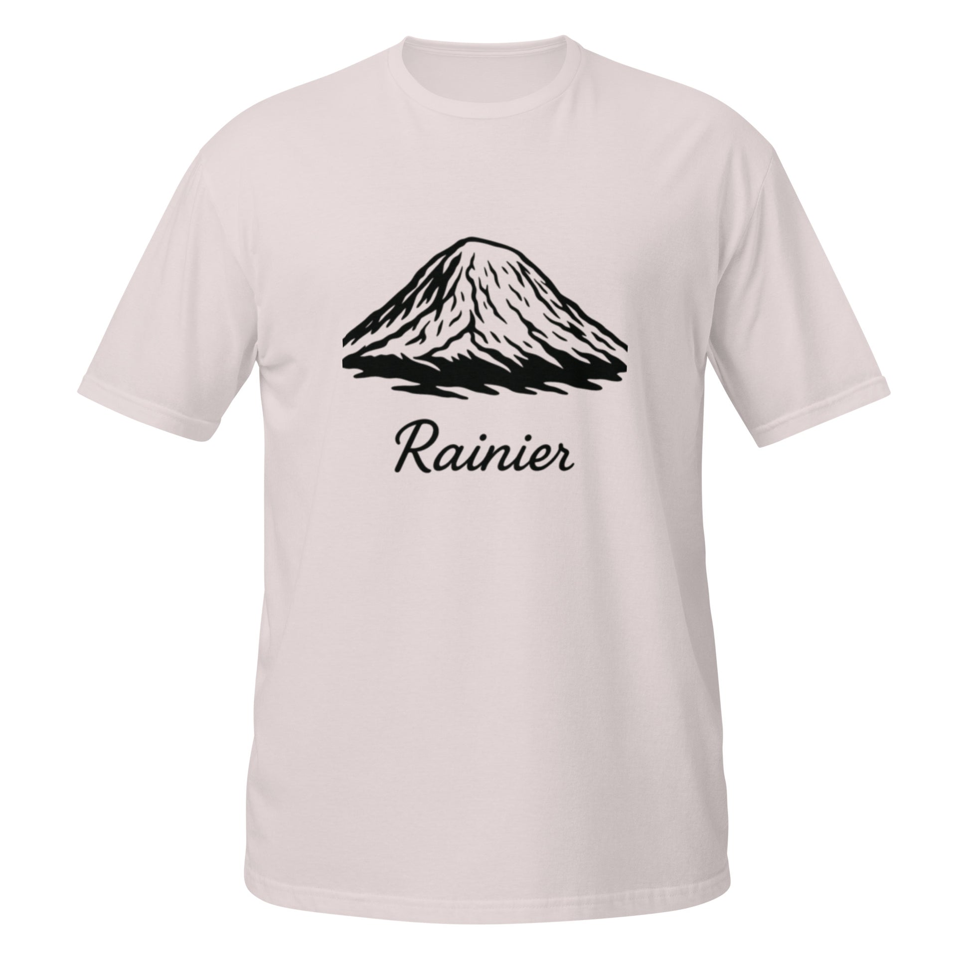 Mt. Rainier single-stroke design in black on Ice Grey shirt
