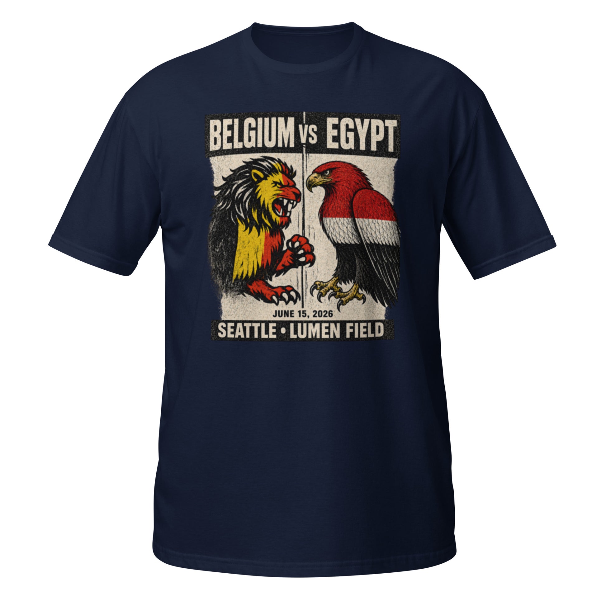 Belgium vs Egypt Seattle 2026 World Cup T-Shirt — Navy