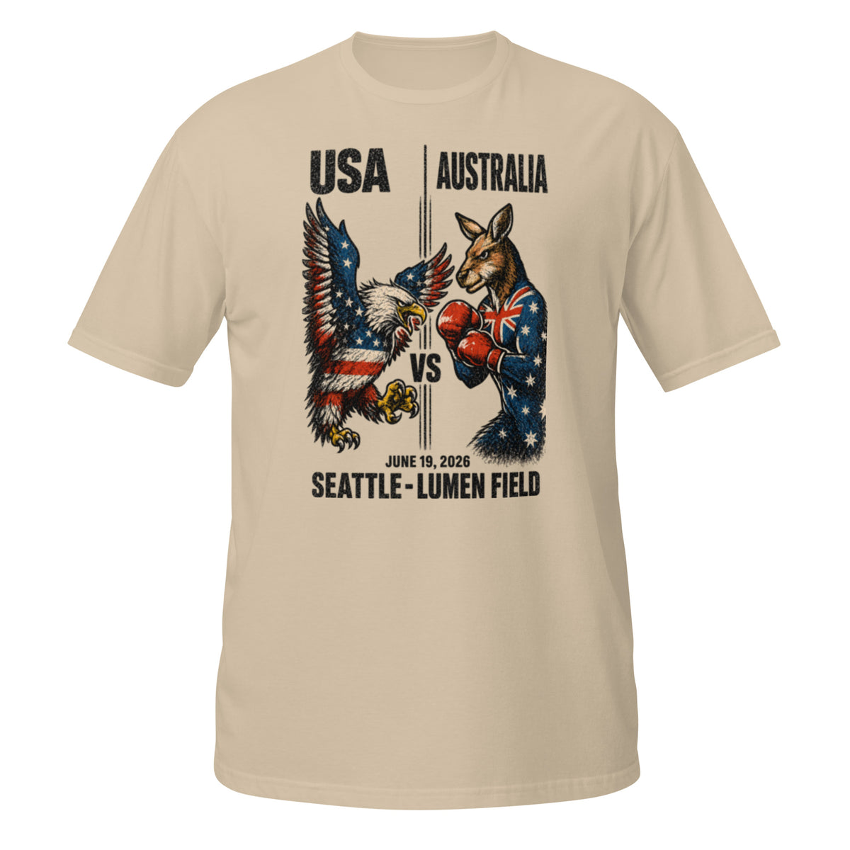 USA vs Australia Seattle 2026 World Cup T-Shirt — Sand