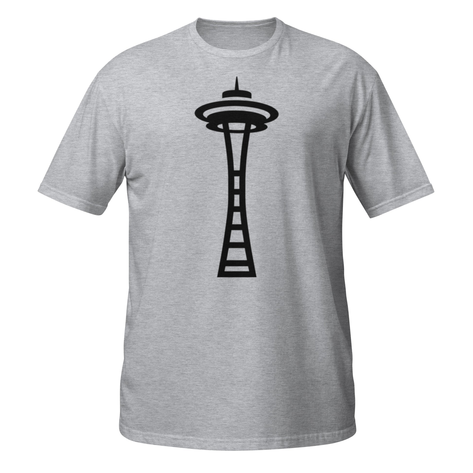 Seattle Space Needle silhouette design on Sport Grey shirt