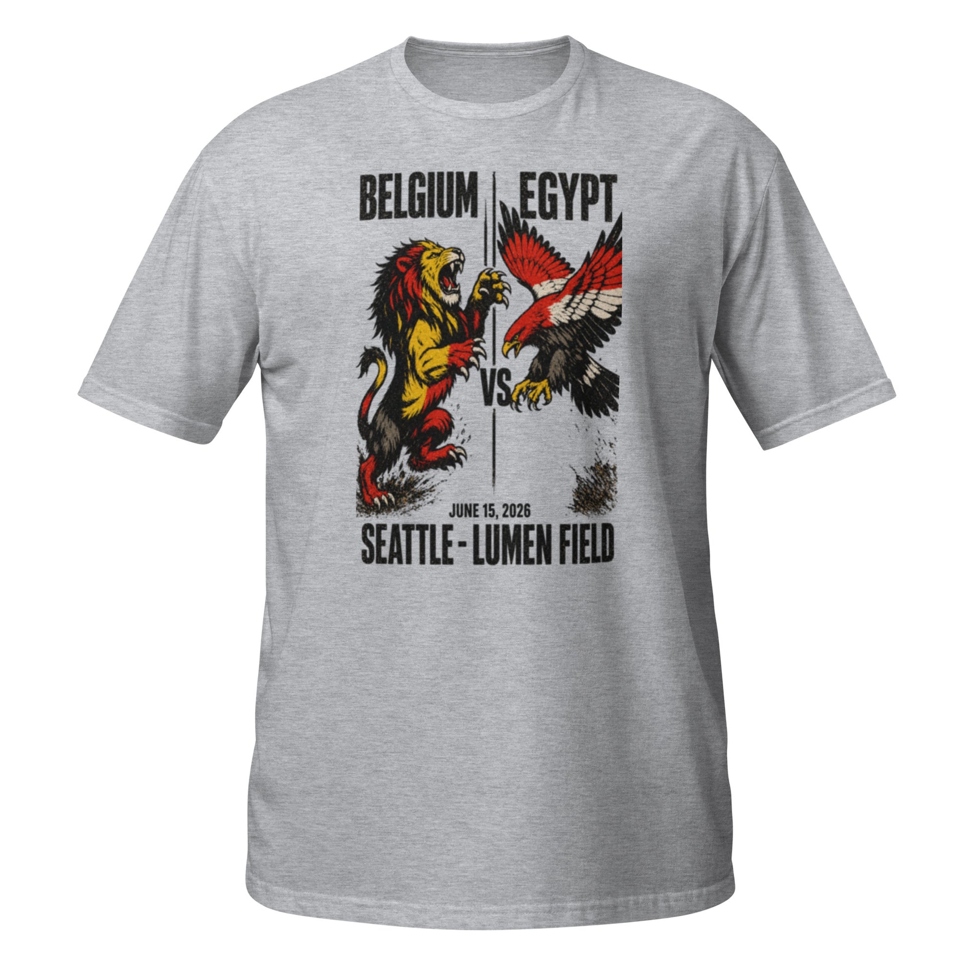 Belgium vs Egypt Seattle 2026 World Cup T-Shirt — Sport Grey