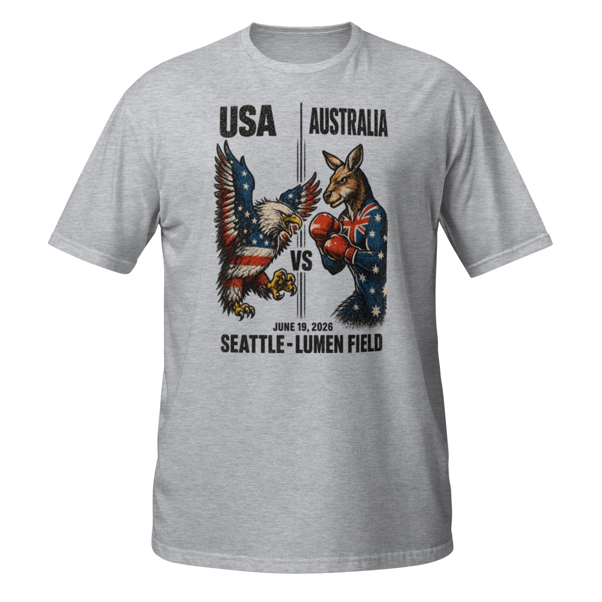 USA vs Australia Seattle 2026 World Cup T-Shirt — Sport Grey